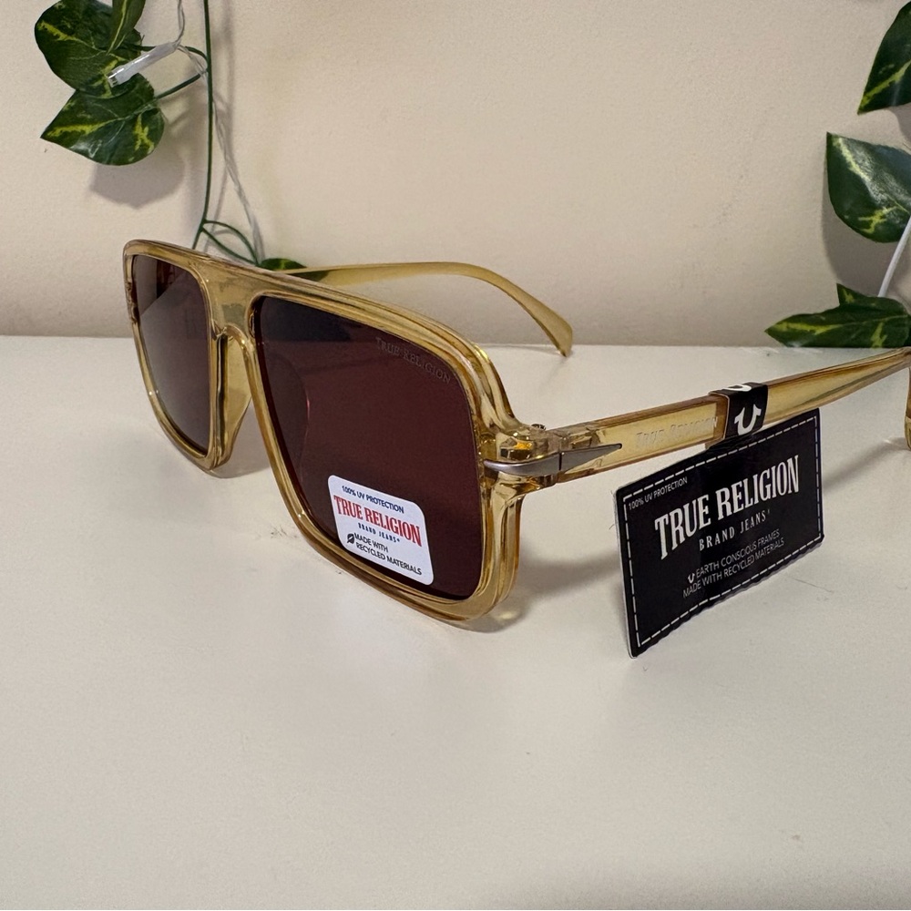 True Religion Amber Aviator Sunglasses with Brown Lenses